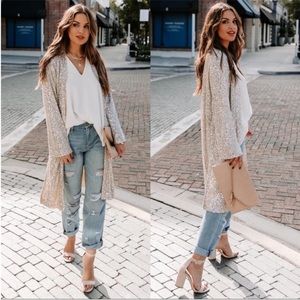 40% OFF 2+ Vici Something Special Sequin Duster Cardigan Jacket